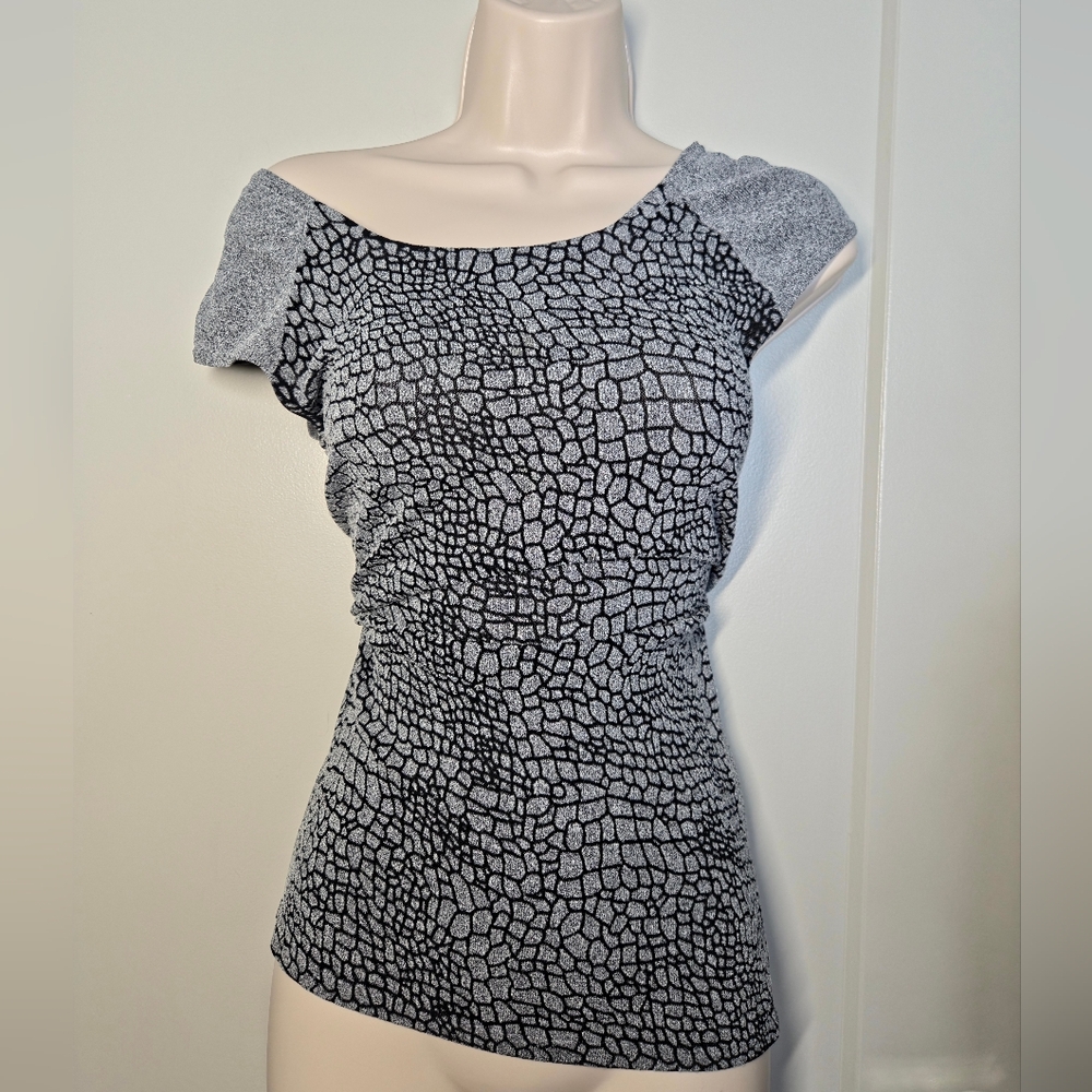 Cyrus Gray and Black Textured Knit Top